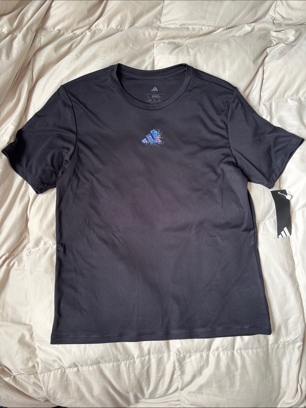 Adidas Athletic Black Short-Sleeve Performance Tee Boys Youth Size Large New